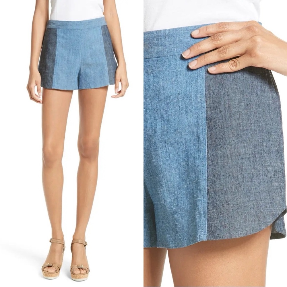 Alice + Olivia Madison Two-tone Chambray Shorts